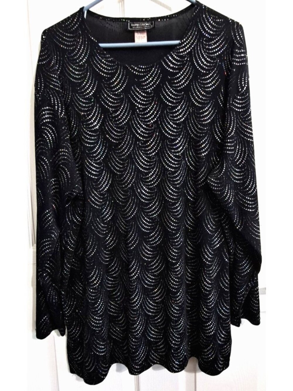 Impressions Millennium Edition 1X Black Long Sleeve Tunic Sparkle Party Dressy